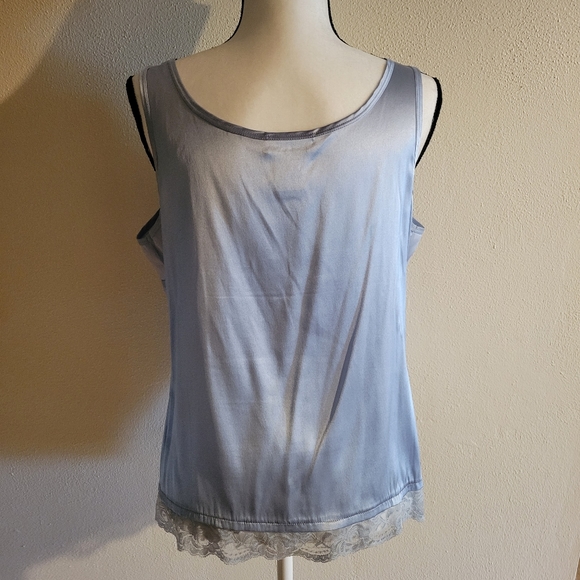 Kathleen Kirkwood Pale Blue w/Lace Trim Tank LGR - Picture 2 of 4
